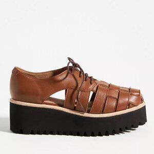 All Black Wide-Weave Flatform, Brown Leather, Size 41 (10)